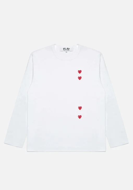 COMME DES GARCONS MULTI RED HEART LONGSLEEVE T-SHIRT