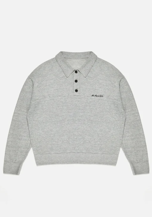 MKI LIGHTWEIGHT MOHAIR KNIT POLO LONGSLEEVE