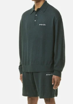 MKI LIGHTWEIGHT MOHAIR KNIT POLO LONGSLEEVE