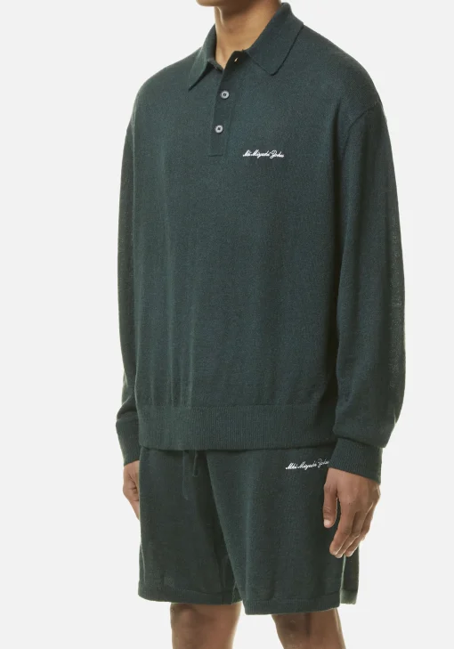 MKI LIGHTWEIGHT MOHAIR KNIT POLO LONGSLEEVE