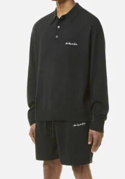 MKI LIGHTWEIGHT MOHAIR KNIT POLO LONGSLEEVE