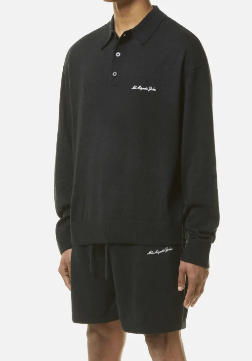 MKI LIGHTWEIGHT MOHAIR KNIT POLO LONGSLEEVE