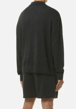 MKI LIGHTWEIGHT MOHAIR KNIT POLO LONGSLEEVE