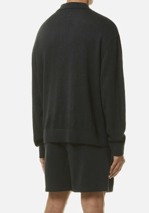 MKI LIGHTWEIGHT MOHAIR KNIT POLO LONGSLEEVE